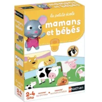 Nathan La Petite École Mamans et Bébés est un jeu éducatif dès 2 ans pour associer les animaux à leurs petits. Stimule le langage, la logique et l’observation avec de belles illustrations.