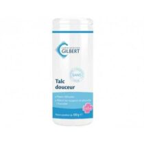 Talc Gilbert Le talc douceur du laboratoire Gilbert est spécialement destiné à l’hygiène et aux soins journaliers des bébés. Il convient à la peau fragile du nourrisson et permet de prévenir les rougeurs et les irritations cutanées.